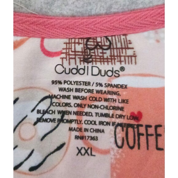 NEW Cuddl Duds Cozy L/S Pajama Set XXL Coffee Tea Donuts Kitty Jersey Print - Picture 7 of 12
